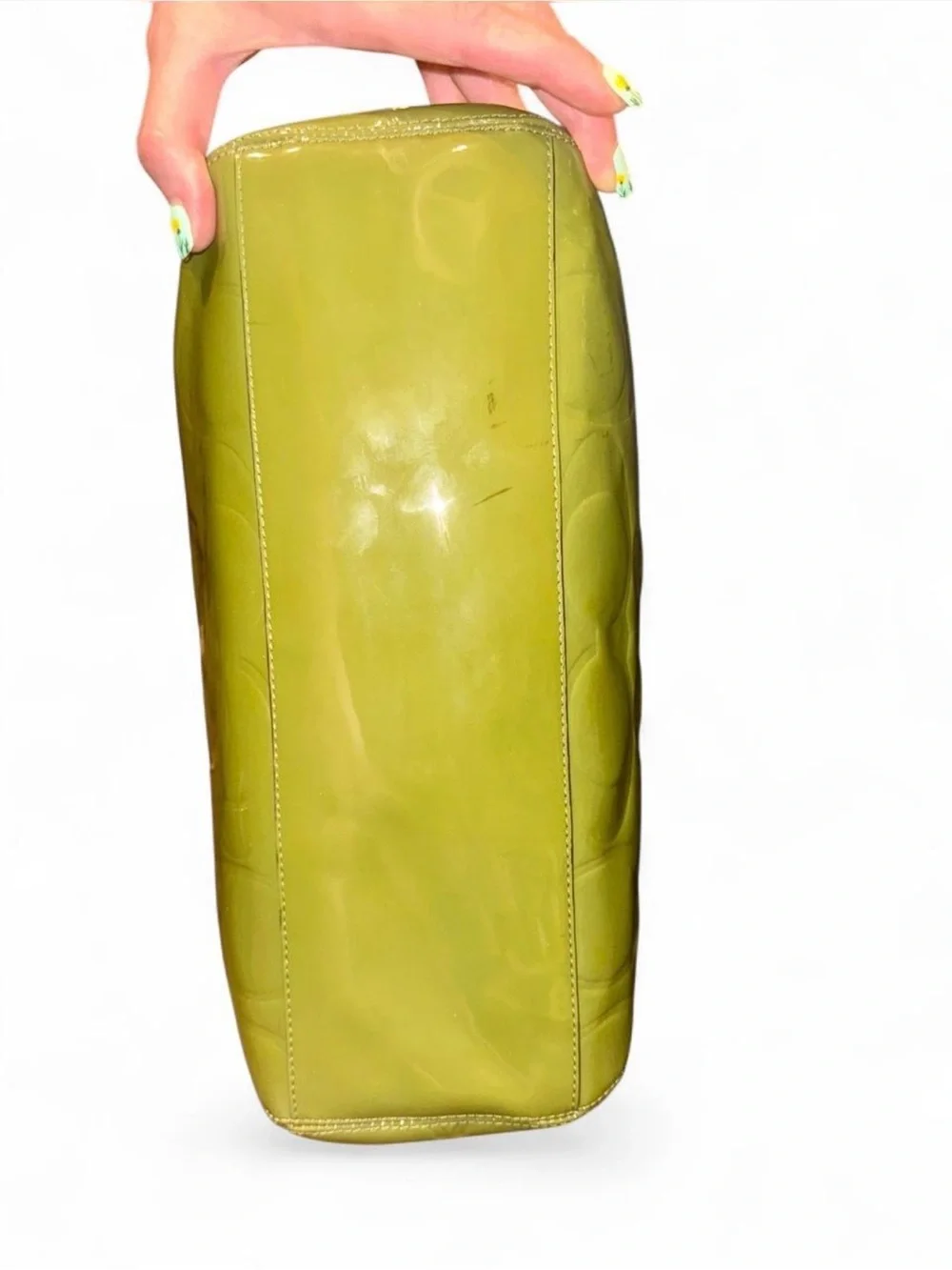 Coach Peyton Embossed Patent Leather Tote Bag F20028 Apple Green